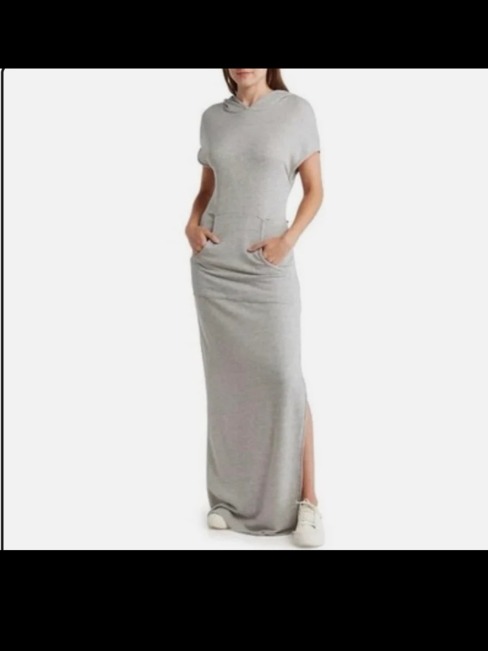 Go Couture Heather Gray Short Sleeve Hoodie Dress Size Large